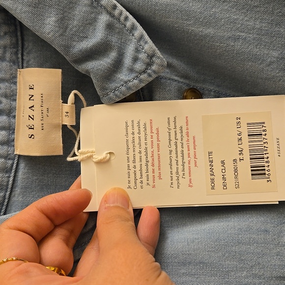 Sezane Jeannette 100% Cotton Short Sleeve Midi Dress - Picture 8 of 12